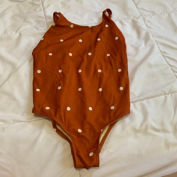 Roolee Mommy & Me Rust Polka Dot Swimsuit Set (M, 6/7, 4/5, 2T) - Picture 9 of 14